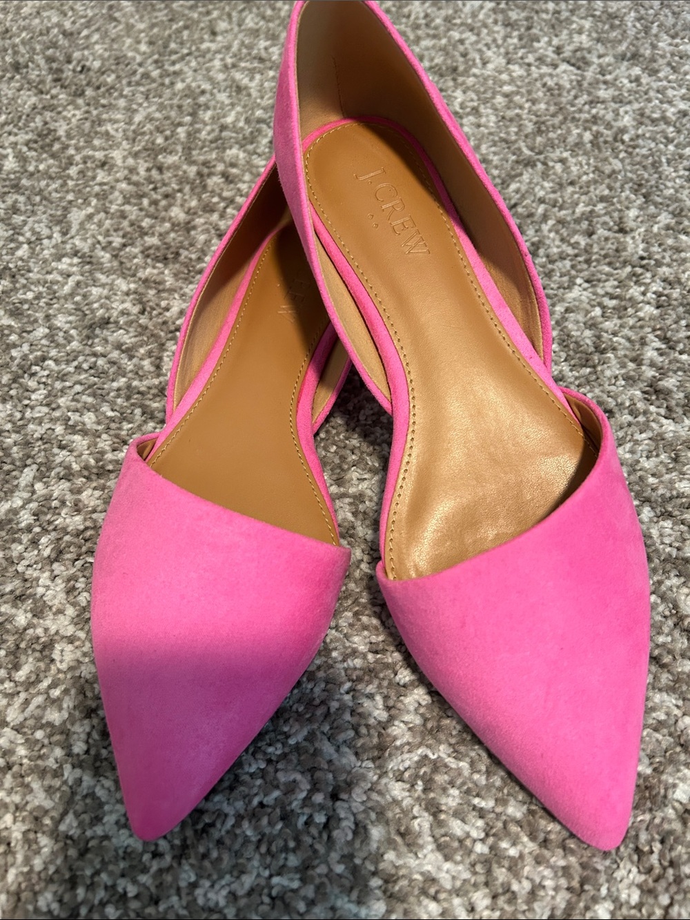 Women’s JCrew Factory Pointed Toe D’Orsay Flats - Bright Pink